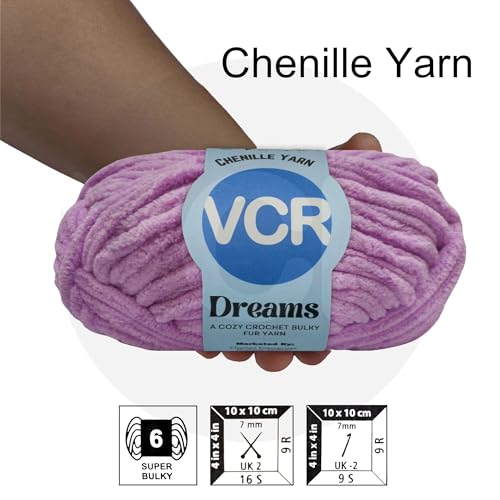 Image of VCR Lavender, 100 Grams Hank, 60 Meters Length, Premium Polyester Ball for Crochet and Knitting, Pack of 1 Yarn, Soft and Bulky Fur Suitable for DIY