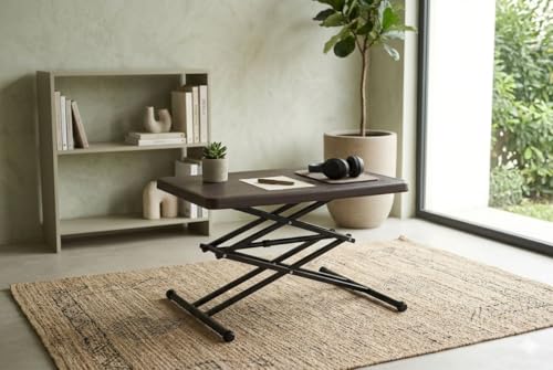 Image of Space Magic Scissor Height-Adjustable Rectangular Multi-Purpose Contemporary Plastic Folding Table (Brown, 2x1.5 ft)