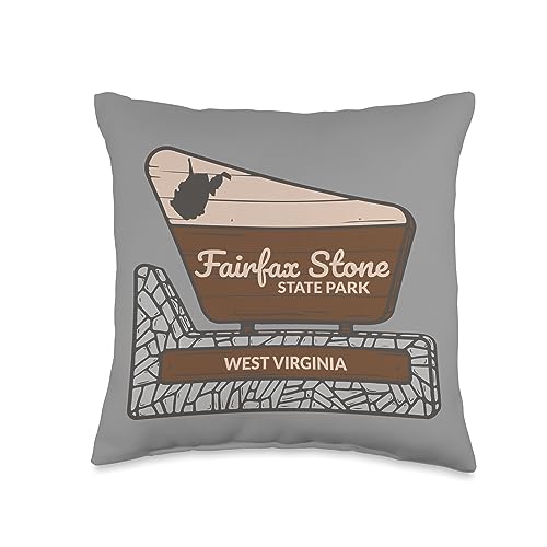 Fairfax Stone State Park West Virginia Welcome Sign Souvenir Throw Pillow