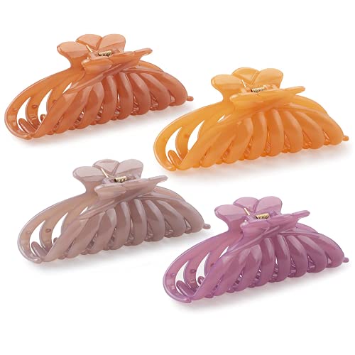 Large Hair Claw Clips - 4.45 Inch Nonslip Large Hair Clips for Thick Hair, Strong Hold Big Hair Clips for Women, Banana Clips Hair, Fashion Hair Stylish Accessories for Women and Girls (4 Packs)