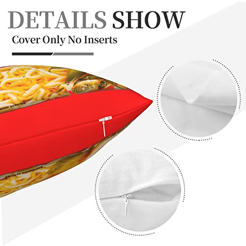 Instant Ramen Noodle Soup Chicken Pillow Covers Funny Food Throw Pillow Case Novelty Cozy Soft Cushion Case Novelty Home Decor For Bedroom Couch Sofa 18"X18" #TOP6