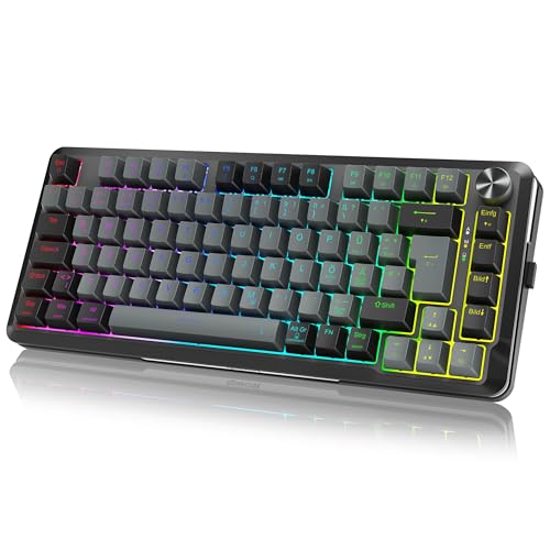 Redragon K681 Pro 75% Kabellose Mechanische Gaming Tastatur mit Knopf, QWERTZ, BT/USB-C/2,4G, Gasket Struktur, Hot-swap, Software, PBT Tastenkappen, RGB Creamy Sound 4000mAh Mechanische Tastatur