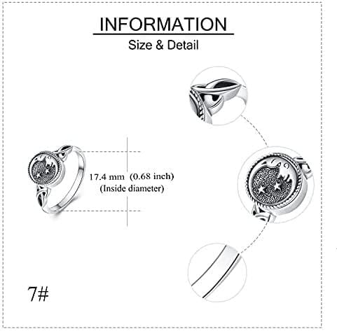 YAFEINI Moon and Star Urn Ring for Ashes Sterling Silver Memorial Keepsake Rings Cremation Jewelry for Women (11)
