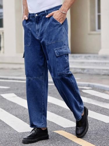 Image of TAGAS Men Loose Fit Men's Flip Pocket Cargo Pant|Man Stylish Cotton Loose Fit Denim Jeans || Multi-Pocket Styling || Perfect for Casual Fashion || Comfortable Classic Men's Outerwear (MDJ-33)