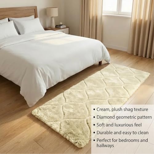 Image of Fluffy Silky Micro Fiber Polyster Carpet /Runner for Bedroom, Study Room, Playing Room, Guest Room ETC. 1.5x4 Feet, (P-12)