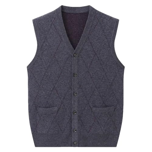 Bollrllr 2024 Winter Men's Fashion Sleeveless Button Cardigan Vest Casual Warm Cashmere Sweater Vest