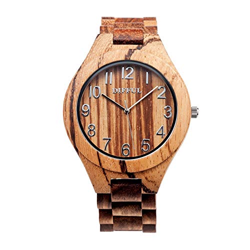 Preisvergleich Produktbild Qqzmd Wooden Watches Holztisch Zebra Holz Japanische Bewegungs-Quarz-Uhr ursprüngliche Ökologische Mode Uhr-Paar-Uhr Gifts