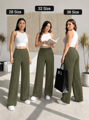 Image of Preneum Women High Waist Korean Wide Leg Trousers, Loose Fit Casual Lounge Pants, Travel, Office & Streetwear Comfortable Stylish Bottom Wear (Available Plus Size)