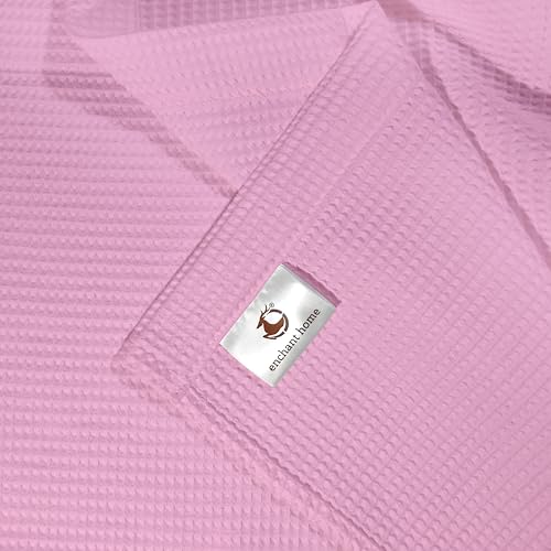 Image of Pure Cotton Waffle Towel | Lightweight | Anti Microbial and Water Absorbent | Soft Touch Quick Drying Hand Towels (Pink, Pack of 4)