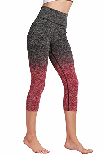 RUNNING GIRL Ombre Yoga Pants Performance Active Stretch Running Leggings (2147,Large/X-Large=US 10-14, Wine Red)