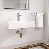 Rectangle Wall Mount Bathroom Sink - Logmey 20x14 Bathroom Vessel Sink Rectangle Above Counter White Porcelain Ceramic Vessel Vanity Sink Art Basin with Faucet Hole
