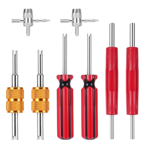 Image of Psyqtsuary Valve Core Removal Tool 7 PCS Valve Stem Removal Tool Kit, 4-Way Valves Stem Wrench Extractor Schrader Valves Removals Tools for Bicycle Car Trucks Tire Repair Installation