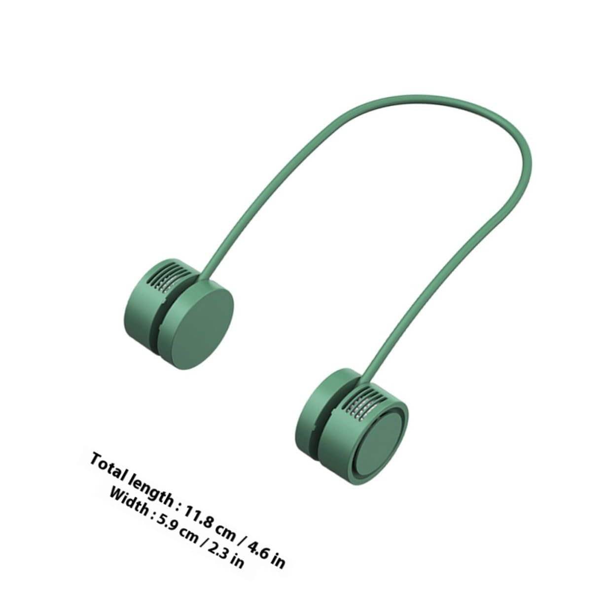 Ventilatore da Collo Portatile USB Ricaricabile Piccolo 1800mah | Verde, Abs e Silicone Lega di Alluminio, Regolabile e Leggero, Vacanze Estive Viaggio Outdoor