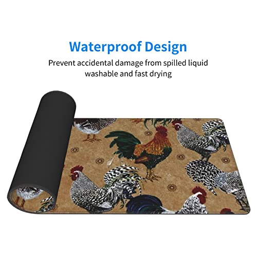 Tapis de souris de jeu coq grand format antidérapant pour bureau