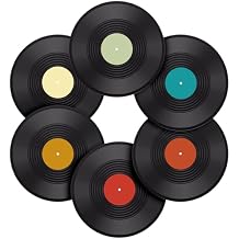 Facmogu 6 Pack 12in Blank Vinyl Record Decor, Fake Vintage Record for Indie Wall Aesthetic Room Decor, 70s 80s 90s Rock & Roll Music Party Decor, Retro Records for Home Living Room, Craft Display Decoration