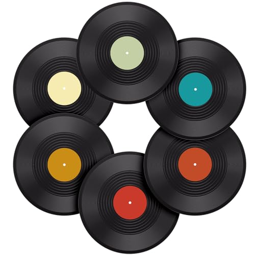 Facmogu 6 Pack 12in Blank Vinyl Record Decor, Fake Vintage Record for Indie Wall Aesthetic Room...