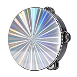 SPYMINNPOO Radiant Tambourine, Double Row Jingles Handheld Tambourine Row Bell Drum, Birch Wood, Metal, Plastic, Clear Crisp Sound, Shiny Effects (8 Inch)