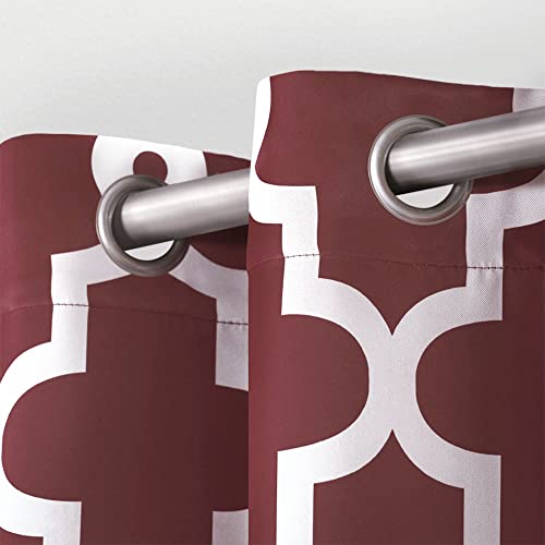 Exclusive Home Ironwork Sateen Woven Room Darkening Blackout Grommet Top Curtain Panel Pair, 52"X96", Burgundy, 2 Piece #TOP2