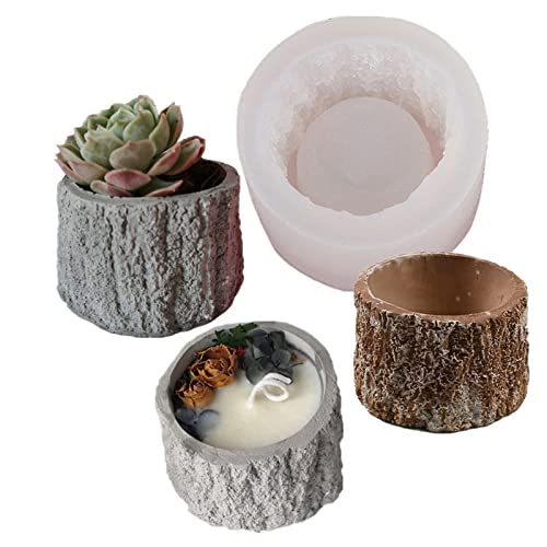 Tree Stump Silicone Mold Concrete Succulent Planter Epoxy Resin Clay Cement Mould Candle Pen Holder...
