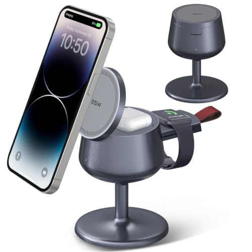 3-in-1 Magnetic Wireless Charging Station for Apple Devices, 25W Fast Charger Stand Compatible with MagSafe, Wireless Charger Dock for iPhone Duo/18/17/16/15/14 Pro Air Series, Apple Watch & AirPods