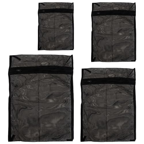 RPXHZLKTM Malla de lavandería delicados Bolsas de Lavado ， 4 Bolsas de Malla for lavandería, Color Negro, de poliéster, for Lavadora.