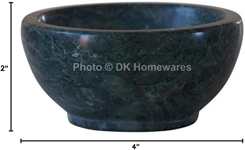 Indian Dessert Bowl Green Fine Polished Jointless Marble Stone Multi Utility Decorative Storage Vessel By DK Homewares