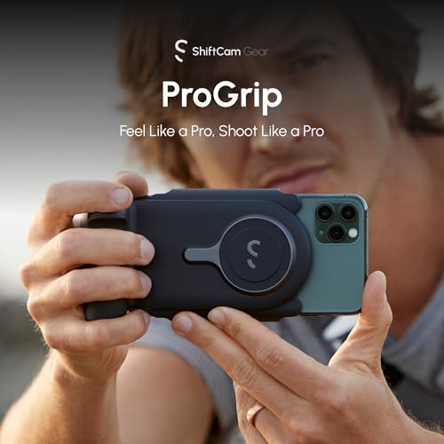 Image of ProGrip Mobile Battery Grip, DSLR-Style Phone Camera Grip with Built-in Powerbank of Qi Charging, Ergonomic Handle with Wireless Shutter Button, Phone Stand Dock, Built-in Cold-Shoe & Tripod Mount