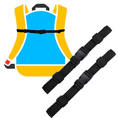 FUKPO 2 Piezas Correa Mochila, Ajustable Correa de Pecho Negro Correas para Mochilas, Correas Mochila para Senderismo Jogging Caminar Correr