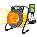Greenhouse Heater with Digital Thermostat, Electric Portable Heater Fan for Green House, Grow Tent, Flower Room, Overheat Protection, Fast Heating (Yellow)