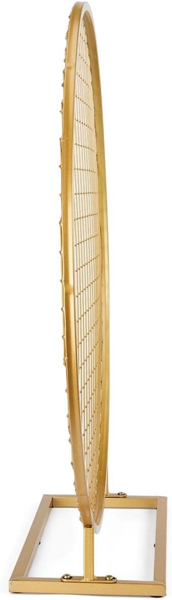 Displays2go Circle Gridwall Backdrop w/ Countertop Design - Gold (FDRMGWGDSM)