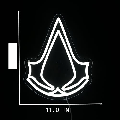 Image of Assassins Symbol Neon Sign, Assassin Insignia Signs For Wall Decor Led Sign Neon Lights for Gaming Boys Room Man Cave Decor, Living Room, Party USB Powered with Dimmer 11 * 13.8IN