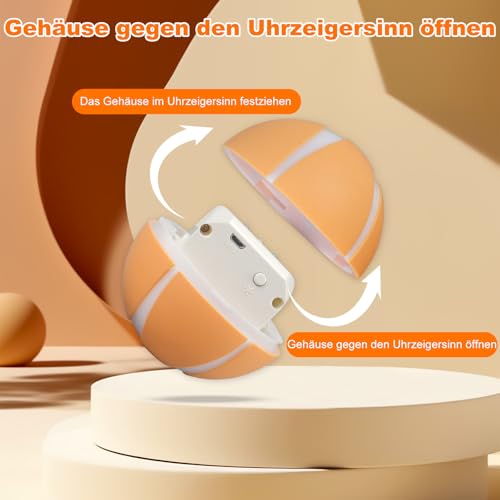 Gytera selbstrollender Ball Hund, Interaktives hundeball elektrisch LED hundespielzeug, smart Active Rolling Ball Hund mit USB-Kabel für Hunde Spielen für langeweile drinnen draußen