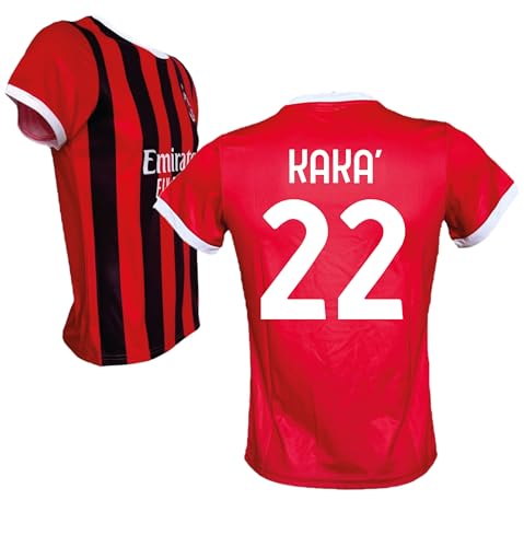 AC Milan Maglia Kaka 22 Replica Ufficiale 2024/25, Rossonera a Strisce Kaka' (IT, età, 8 Anni, Rosso)