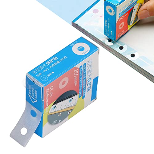 250pcs Loose-Leaf Paper Hole Reinforcement Ring Labels Sticker Waterproof Self Adhesive Ring Loose-Leaf Paper Hole Punch Protector Page Reinforcer Sticker for Office School Home Supplies(Transparent)