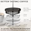 Cafe Du Chateau Stainless Steel French Press Coffee Maker 34 oz - Easy to Use Insulated Coffee Press with 4-Level Filtration, Manual Brewer for Tea, Camping & Travel with BPA Free, Durable Clear Glass #2