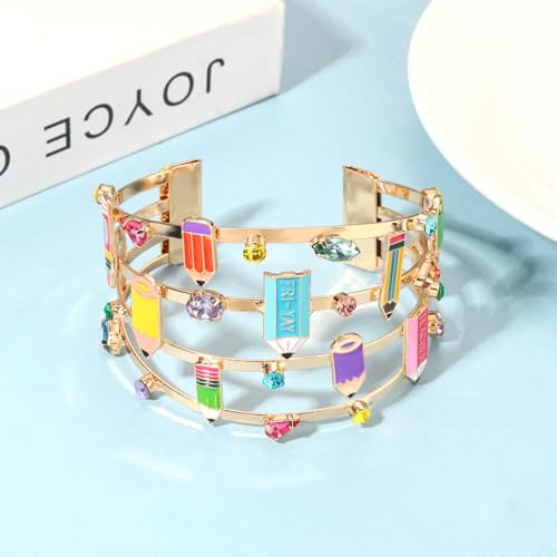 Teacher Appreciation Gifts for Women, Teacher Gifts Bracelets, Pencil Cuff Bracelet Bangles Back To School Jewelry Accessory4
