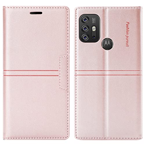 OKZone Cover per Motorola Moto G30/G10/G20, Custodia Flip Pelle PU Premium Portafoglio Magnetica Libro con Slot Schede, Slim Silicone TPU Bumper Wallet Supporto Case Antiurto Cover (Rosa