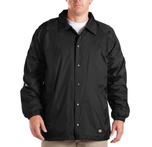 Dickies Men's Snap Front Nylon Jacket, Black, Large