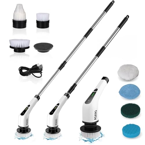 Image of 9 in 1 Cordless Electric Spin Mop, Automatic Floor Cleaning Supplies Machine -400RPM /Mins-9-Replaceable Brush Heads, (AB, Standard)