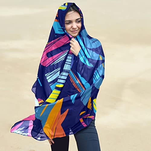 Écharpe légère pour femme bleu et multicolore contre le vent frais