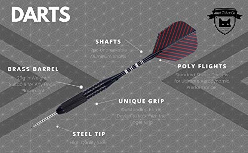 Professional Steel Tip Darts 12 Pc Set | 12 Pc Brass Barrels | 12 Pc Aluminum Shafts 48Mm | 16 Pc Flights Standard Shape | 1 Multi-Purpose Dart Tool | 1 Carry Bottle (20G Black Barrel)Stc10424 #TOP3