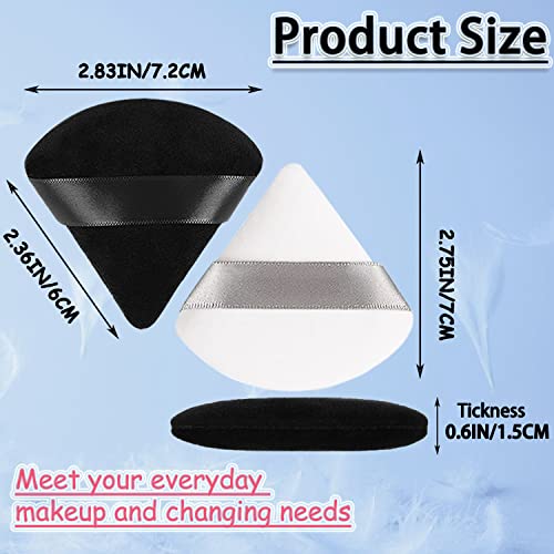 4 Pieces Face Makeup Puffs, Soft Velour Triangle Powder Puffs For Loose Mineral Powder Wet Dry Cosmetic Foundation Setting Sponge Makeup Tool - Black & White #TOP3