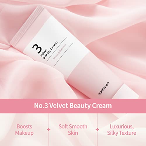 numbuzin No.3 Cream | Velvet Beauty Cream | Hydration, Textured Skin, Poreless, Smooth Skin, Makeup Prep, Primer, Niacinamide | 2.02 fl. oz