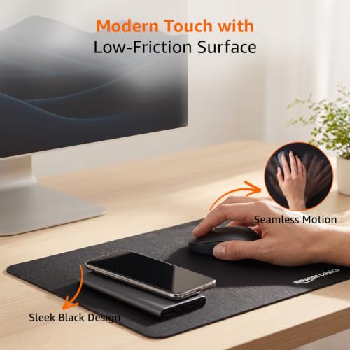 Image of Amazon Basics Square Mouse Pad with Smooth Cloth Surface and Non-Slip Rubber Base, Standard Size for Gaming, Office & Home Use, 17.8 x 15.5 Inches (Medium), Black