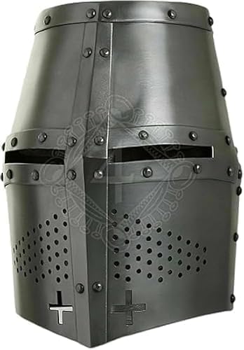 Medieval Sugarloaf Helmet Knight Templar Crusader Head Armor Helmet Greathelm LARP Warrior Cosplay Costume for Adult