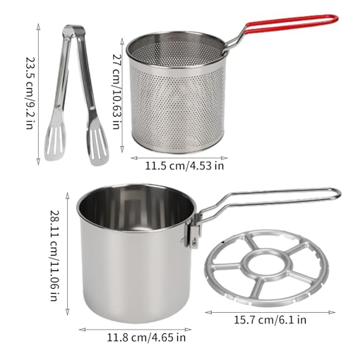 Freidora De Acero Inoxidable | Juego de 7 Piezas de Olla de Cocina de Acero Inoxidable - Freidora Pequeña 1.2L Con Cesta | Para Cocinar Pollo y Pescado en Casa Acampadas y Fiestas - imagen 6