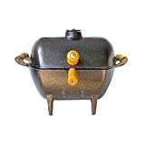 Churrasqueira alumínio fundido craqueada preta bafo 29x23cm