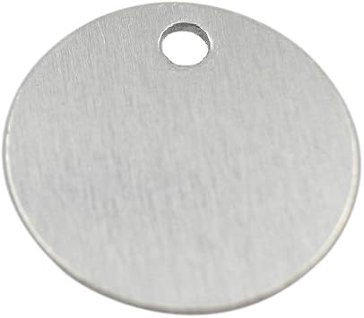 GazeKu Anodized Stamping Tags, W/Hole 3.5mm, 20 Ga. 1 Inch RoundSilver, Pack of 50