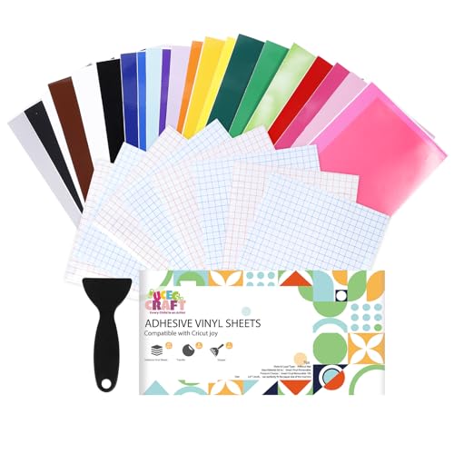 UCEC 43 láminas de vinilo Smart Permanent para plóter Cricut Joy y 8 plóter, 14 cm x 30,5 cm, autoadhesivas, para manualidades, portátiles, paredes (con 1 rasqueta de plástico)