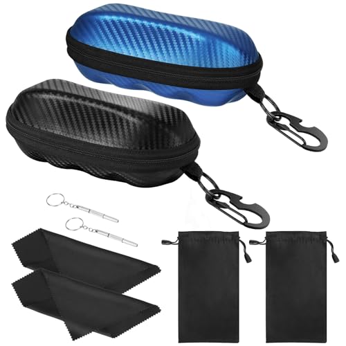 Image of MoKo Semi Hard Shell Sunglasses Case, Unisex Protective Eyeglass Case Glasses Case Holder with Metal Hanging Hook